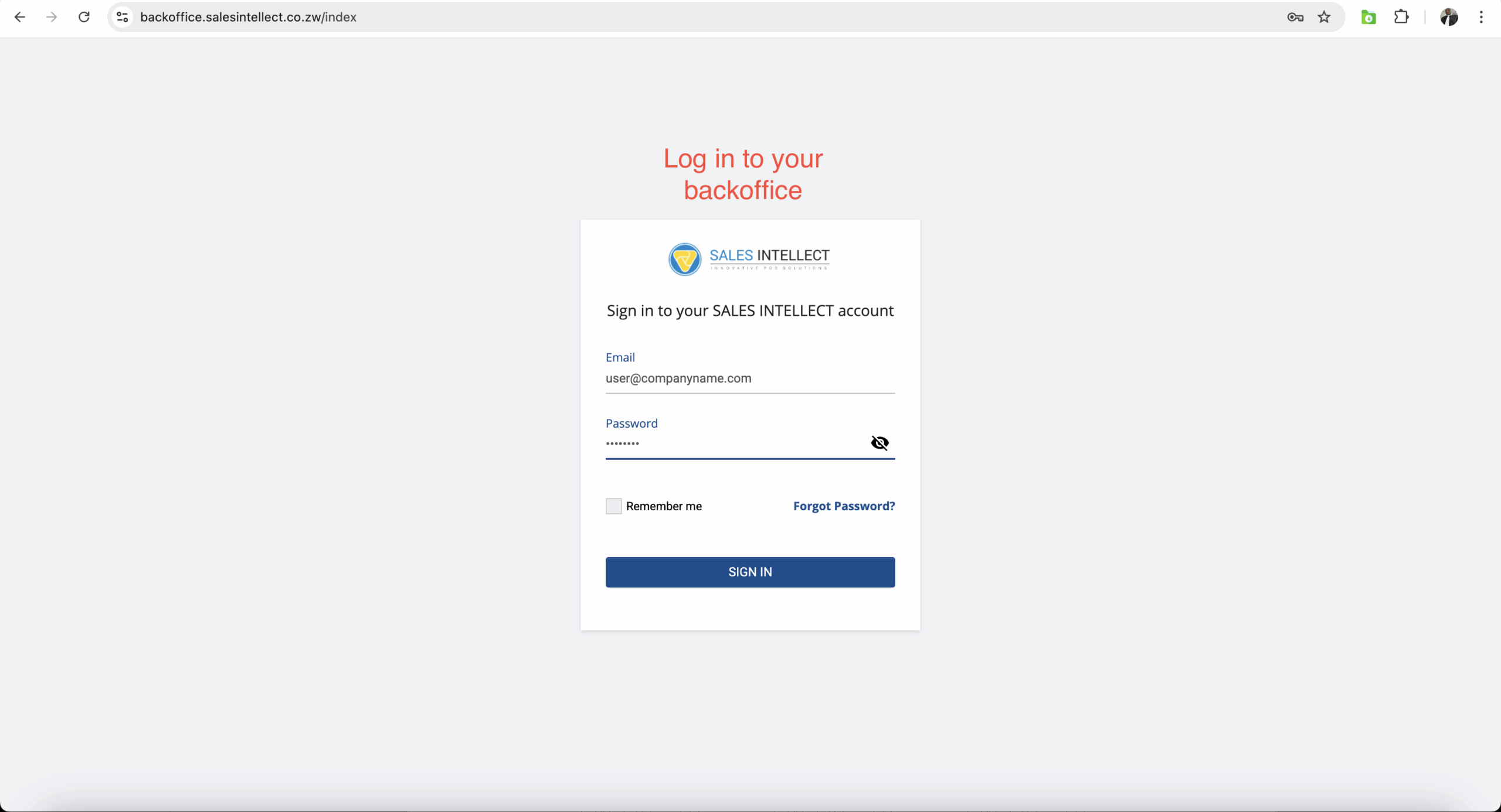Sales Intellect POS Backoffice